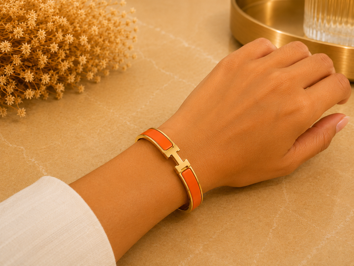 BRAZALETE ACERO H NARANJA