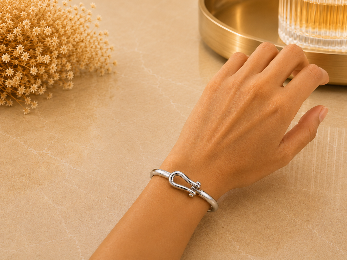 BRAZALETE ACERO PLATINA