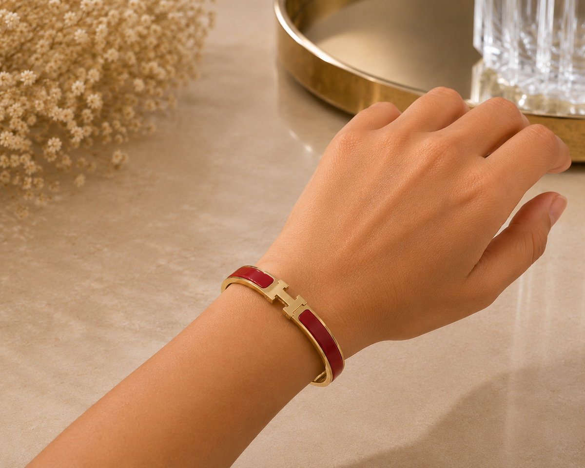 BRAZALETE ACERO H ROJA F
