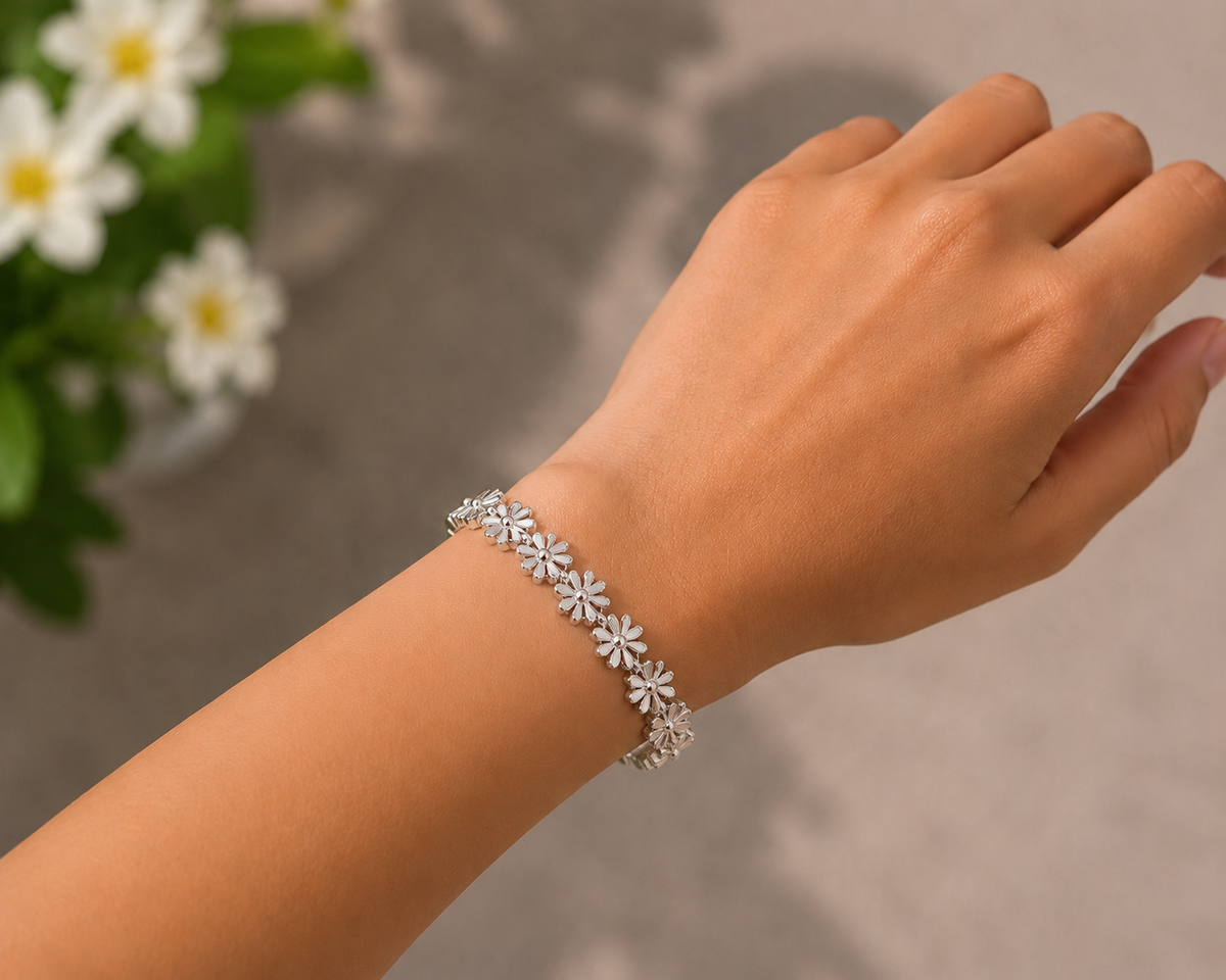 BRAZALETE ACERO FLOREADO