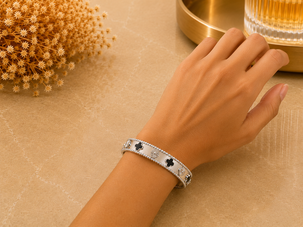 BRAZALETE ACERO PLATINO