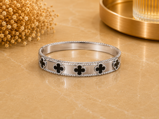BRAZALETE ACERO PLATA NEGRO