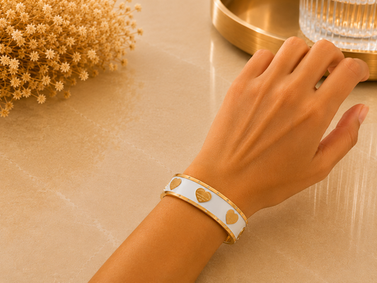 BRAZALETE ACERO CORAZONES