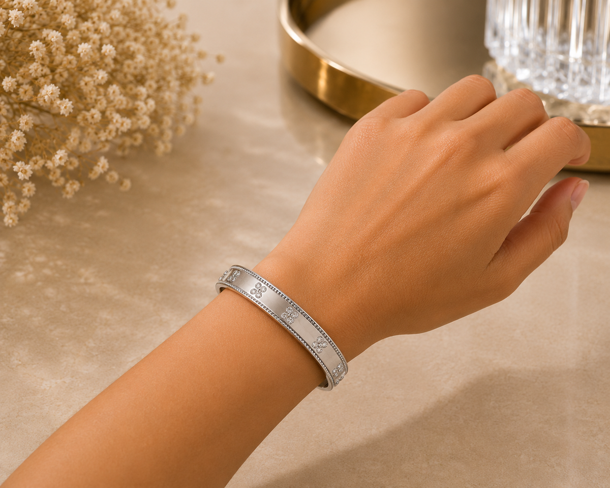 BRAZALETE ACERO PLATINO DELGADO