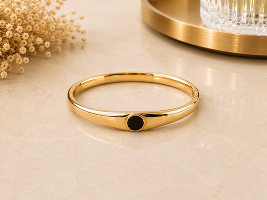 BRAZALETE ACERO PUNTO NEGRO