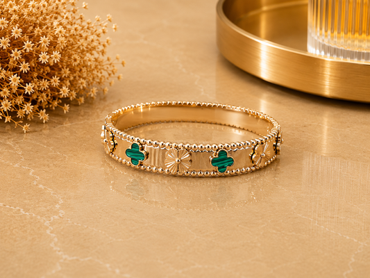 BRAZALETE ACERO DORADO VERDE