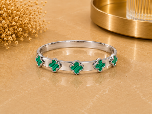 BRAZALETE ACERO VERDE PLATA