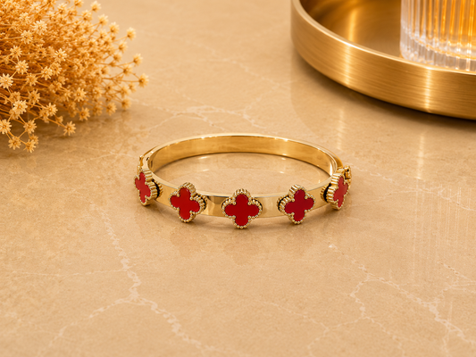 BRAZALETE ACERO FLOR ROJA