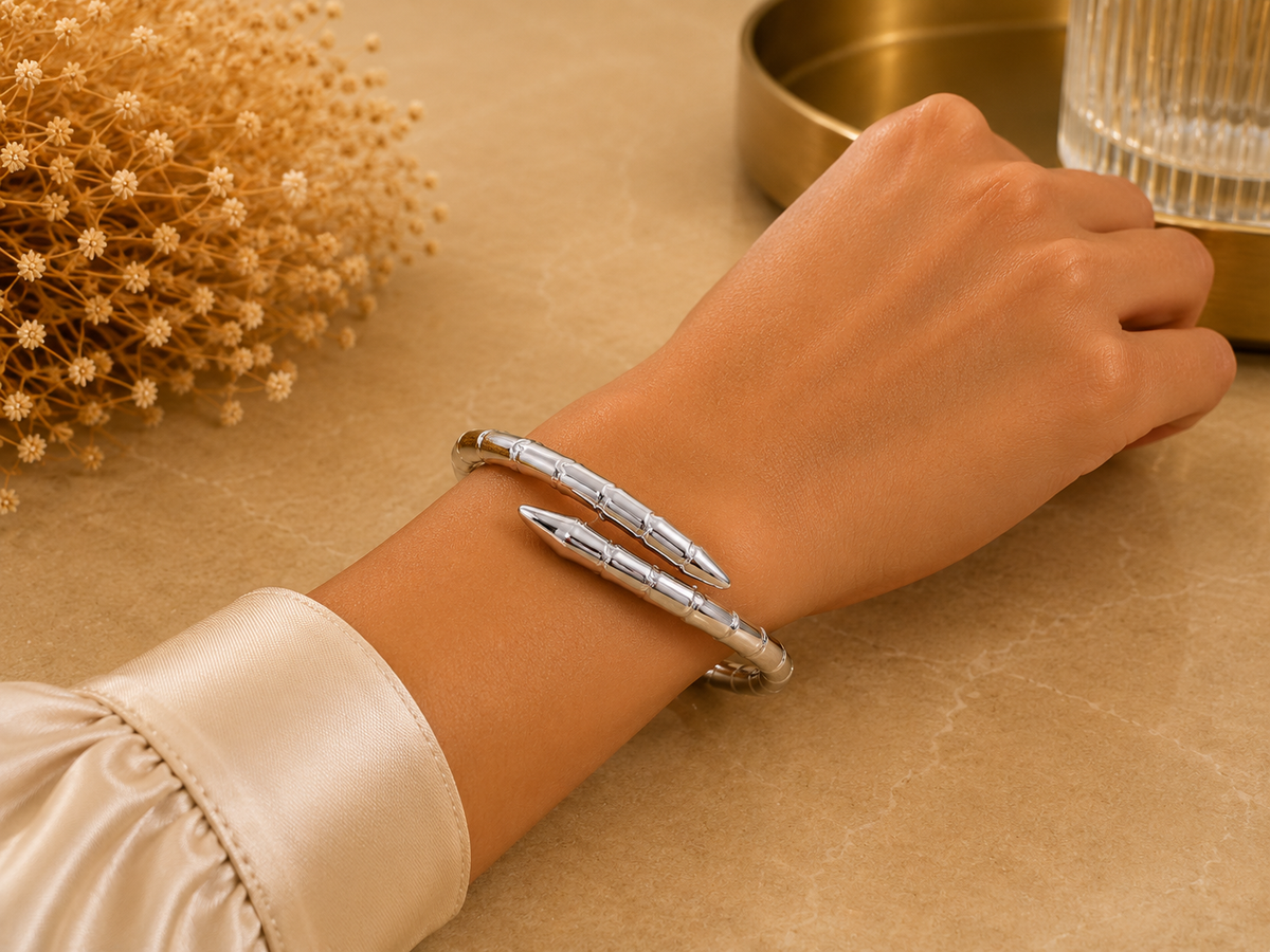 BRAZALETE ACERO PLATA BONITO