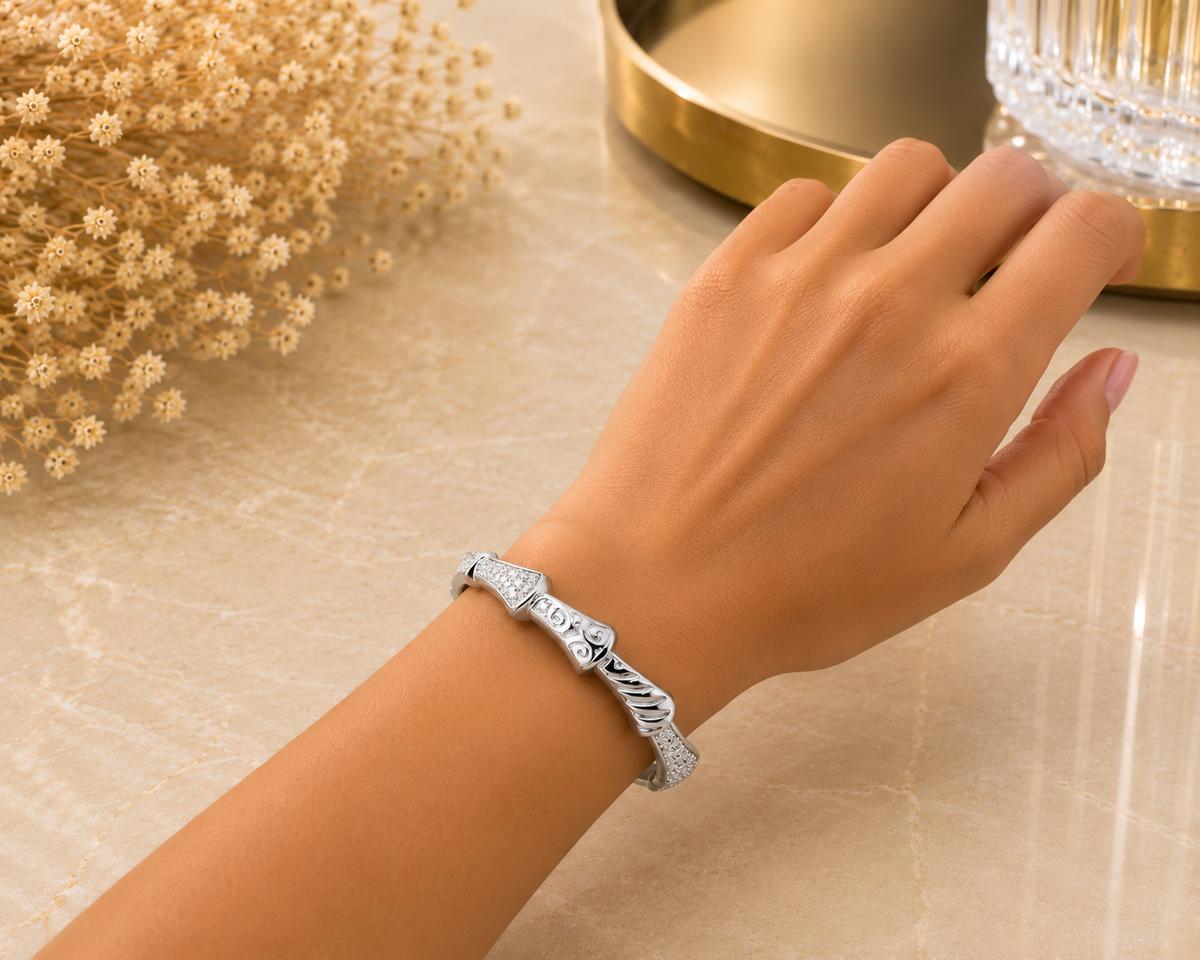 BRAZALETE ACERO PLATINO