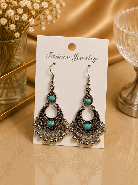 Aretes de fantasía estilo boho con turquesa