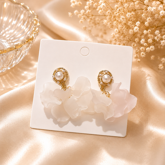 Aretes de fantasía florales con perla