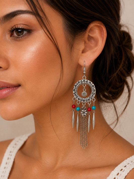 Aretes de fantasía bohemios con cuentas multicolor