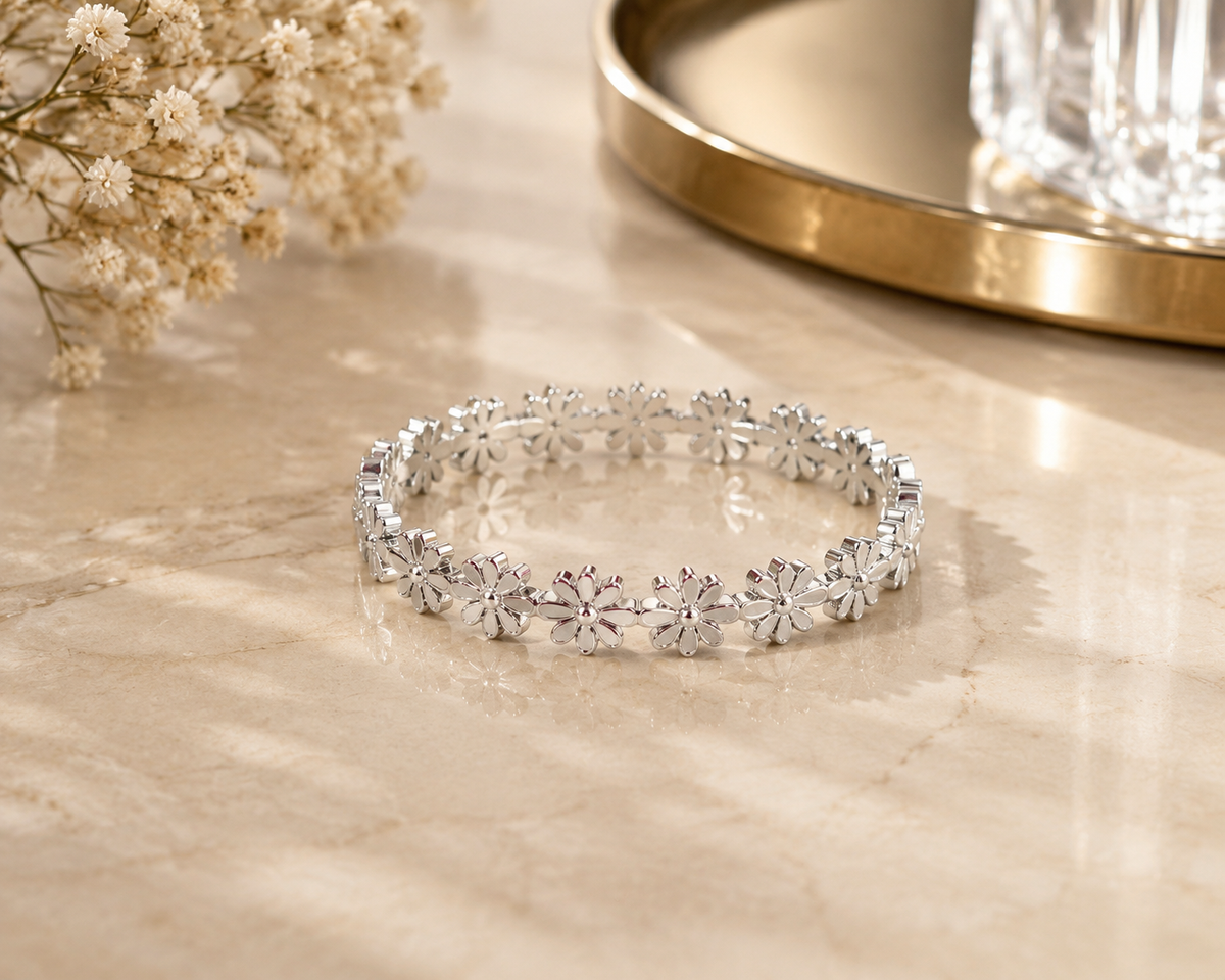 BRAZALETE ACERO FLOREADO