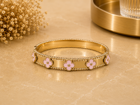 BRAZALETE ACERO FLORES ROSAS
