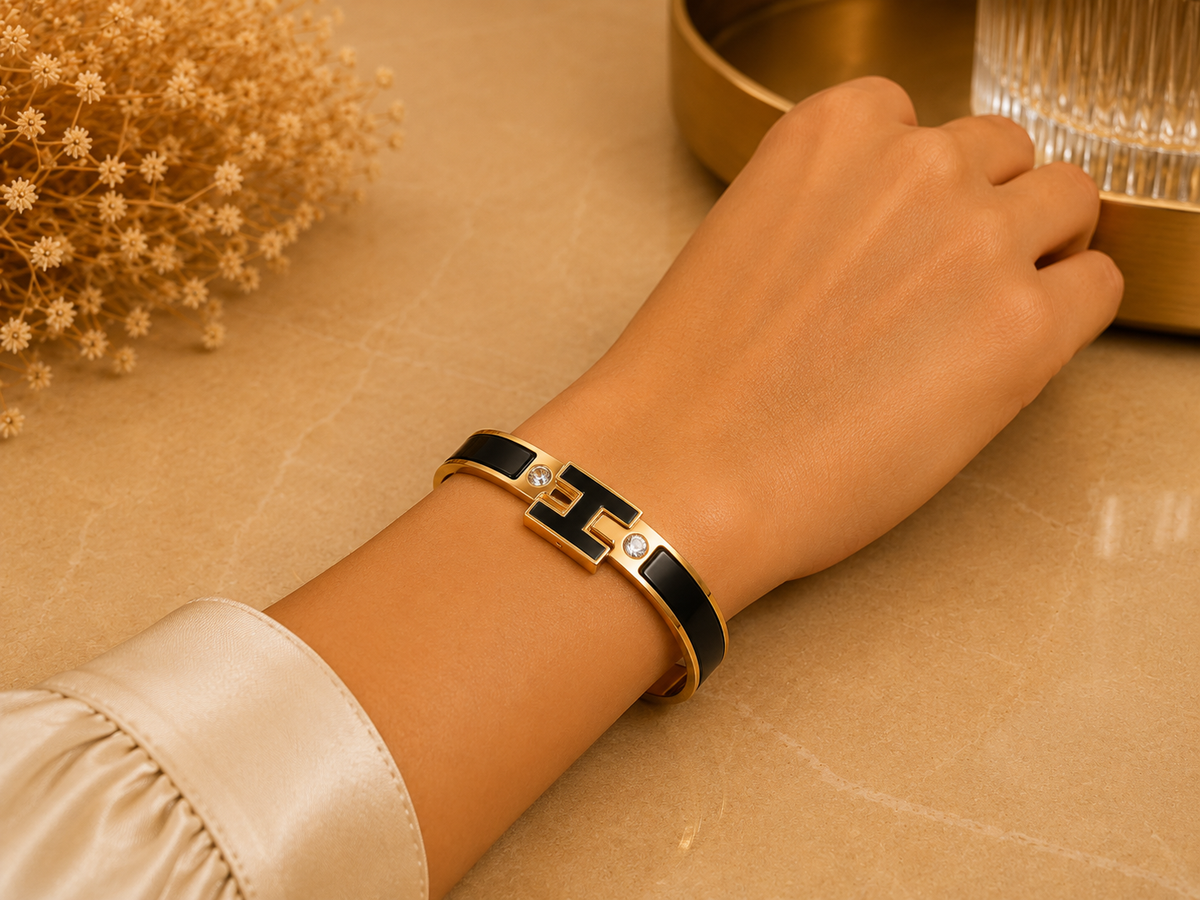 BRAZALETE ACERO NEGRO H