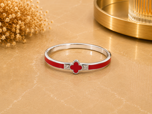 BRAZALETE ACERO ROJO PLATA