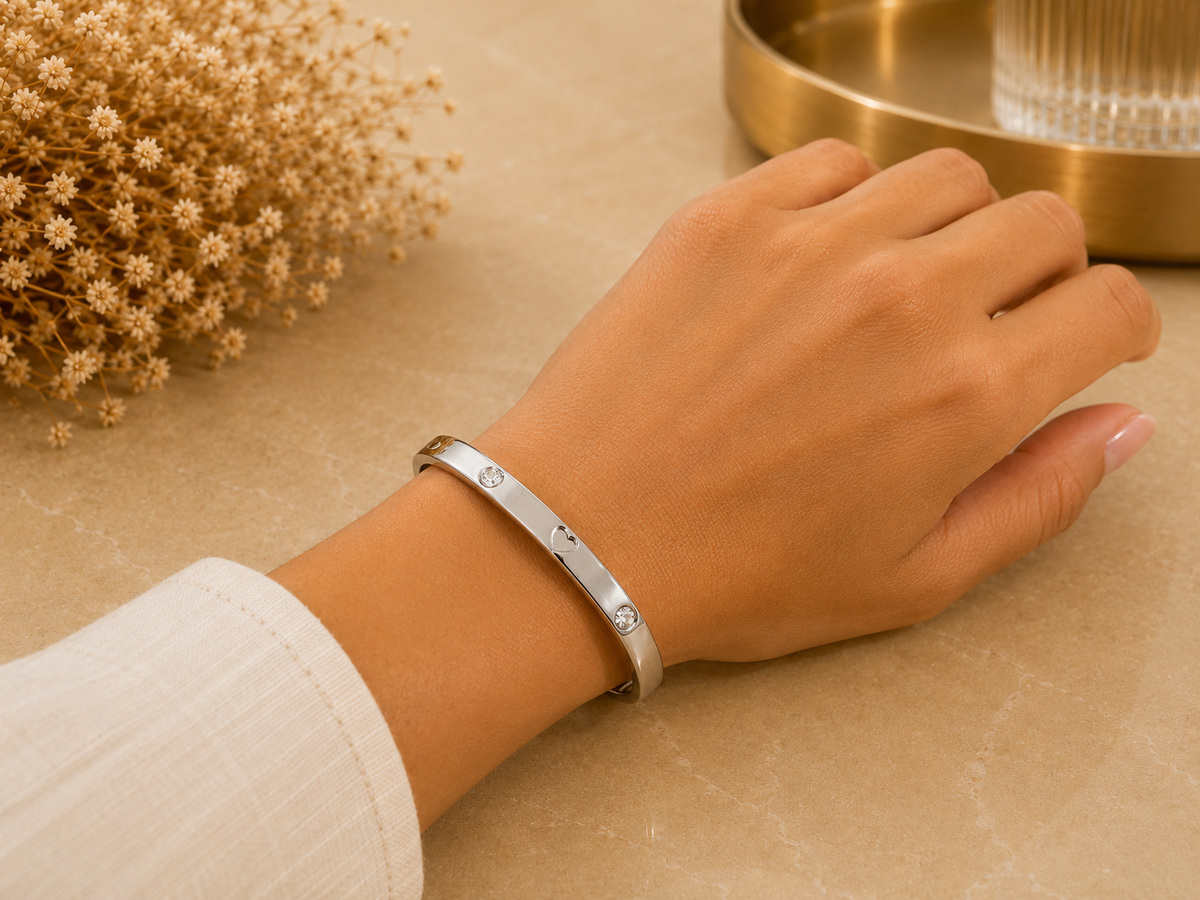 BRAZALETE ACERO PLATINADO